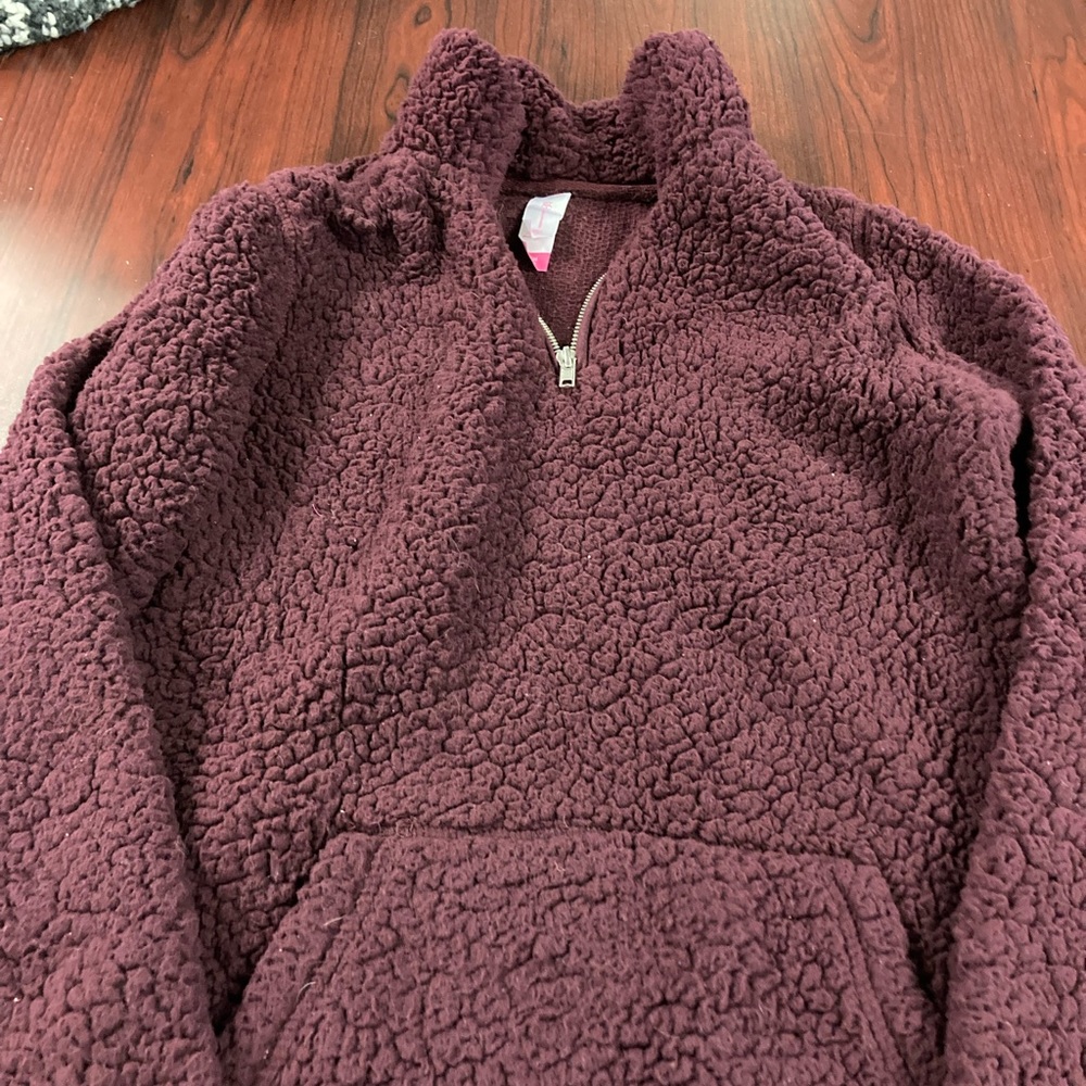 💛TODAY***$12***Plum No Boundaries fleece half-zip plush fleece top.